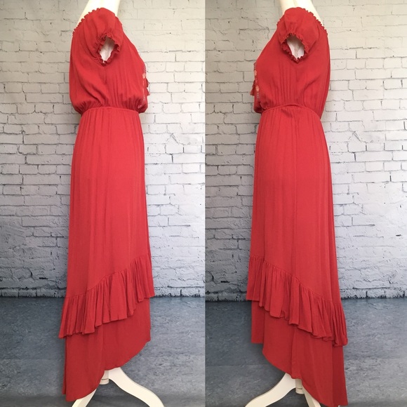 Love, Fire Embroidered Ruffled Tiered Hi-Low Dress - Picture 5 of 8